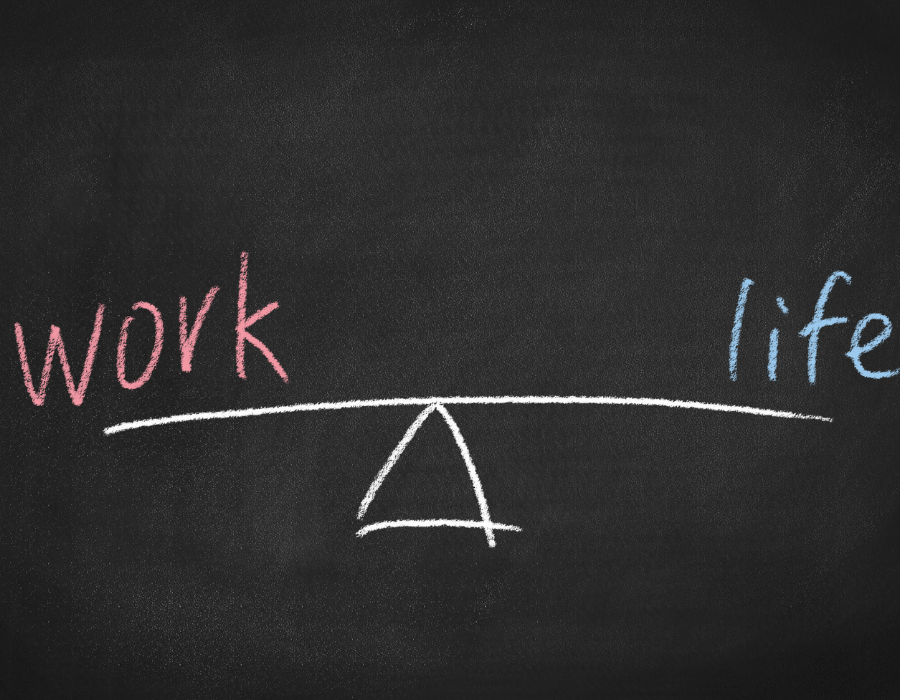 Chalk written with work and life written out